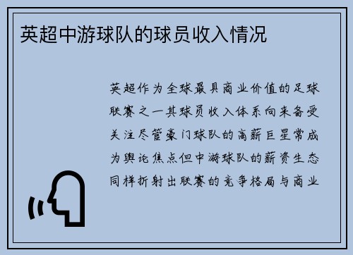 英超中游球队的球员收入情况