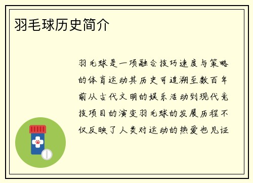 羽毛球历史简介